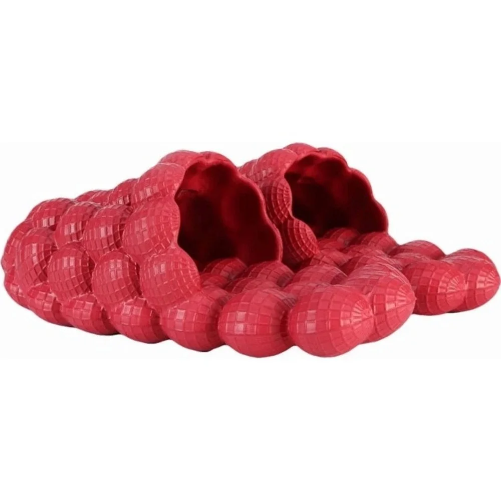 Fashion Red Bubble Slides Massage Sandals Comfort Design H1006 Mens 9-10 Womens